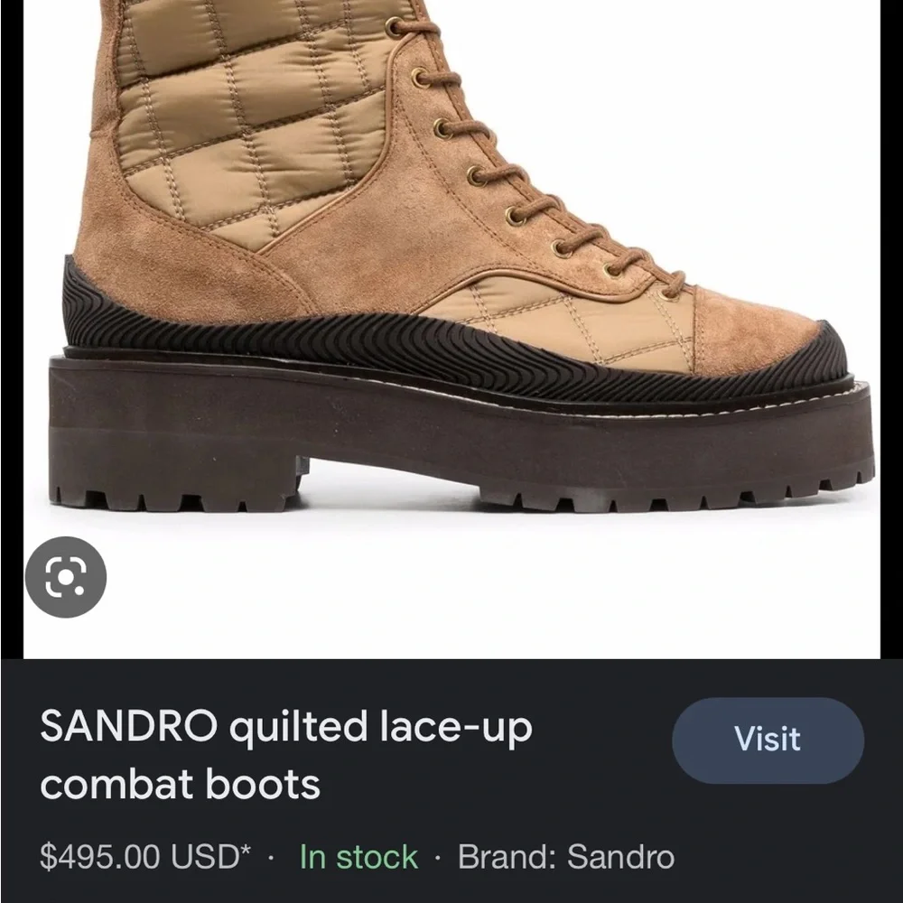 Sandro Quilted Leather Combat Boot - Picture 5 of 5